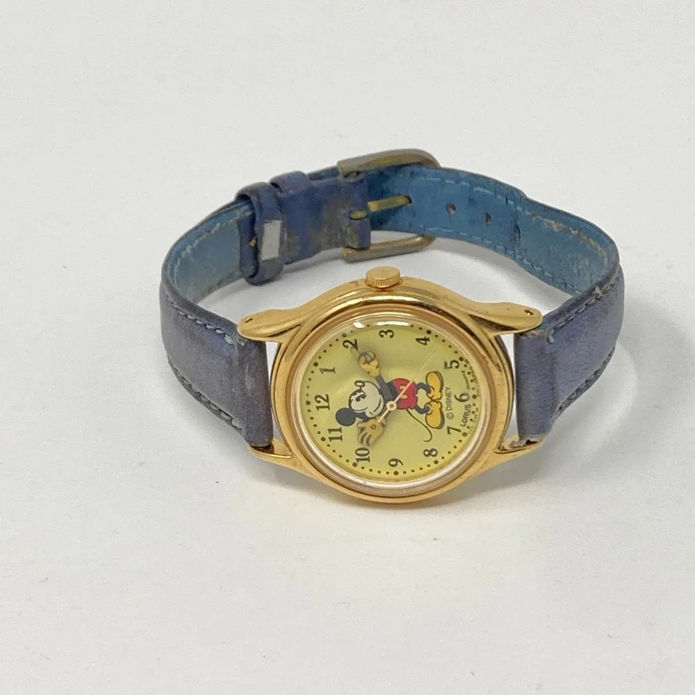 Vtg Lorus Womens Watch 26mm Mickey Mouse Gold Tone V515-6080 Leather New Battery - Picture 10 of 15